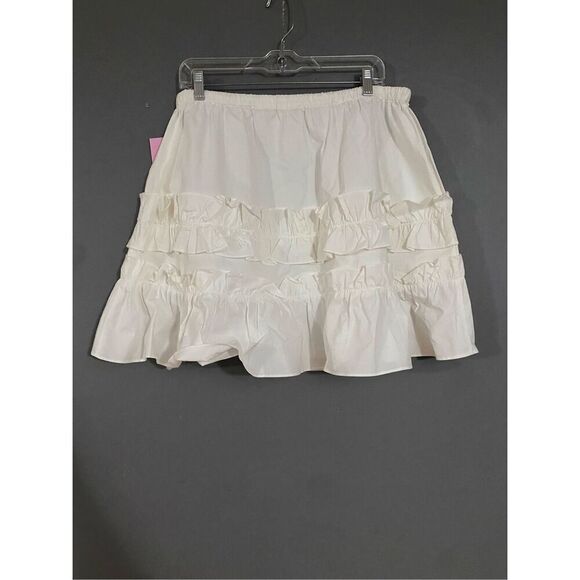 LDT White Chloe Ruffle A Line Tiered White Skirt Size 12 NWT - Picture 5 of 6